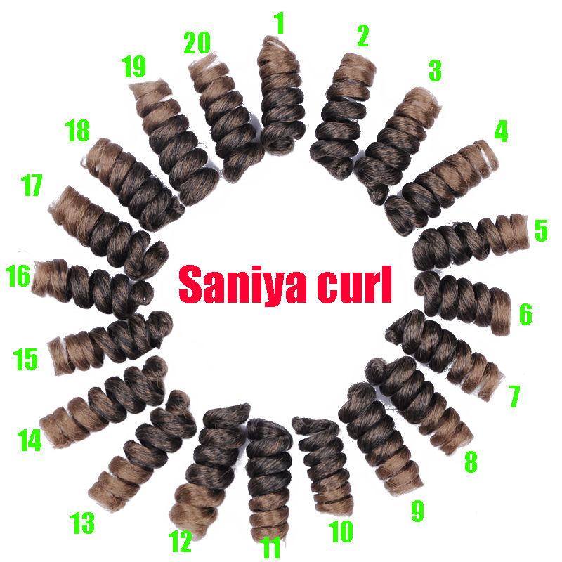 Hot sell wholesale cheap saniny curl crochet hair Wig Lady Curl Wand curl 10inch screw roll