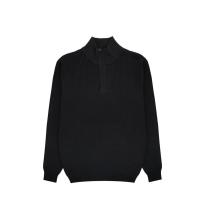 Men's Knitted Quarter Zip Mock Neck Textured Pullover
