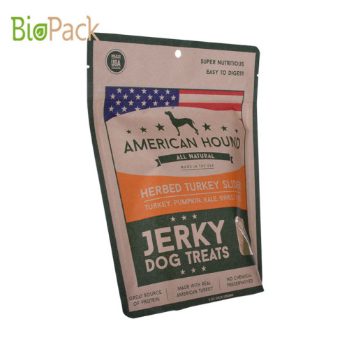 Saco de embalagem de comida para animais de estimação com reforço lateral compostável 5 ~ 10 kg em material PLA