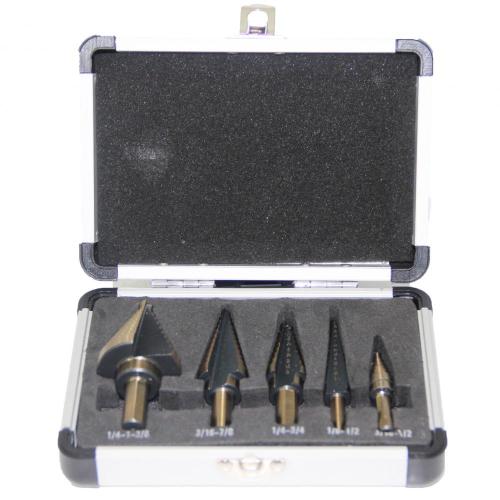 5pcs Aluminiumbox HSS Step Drill Bits Set Set