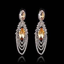 Gold Sparkly Crystal Women Fashion Earrings