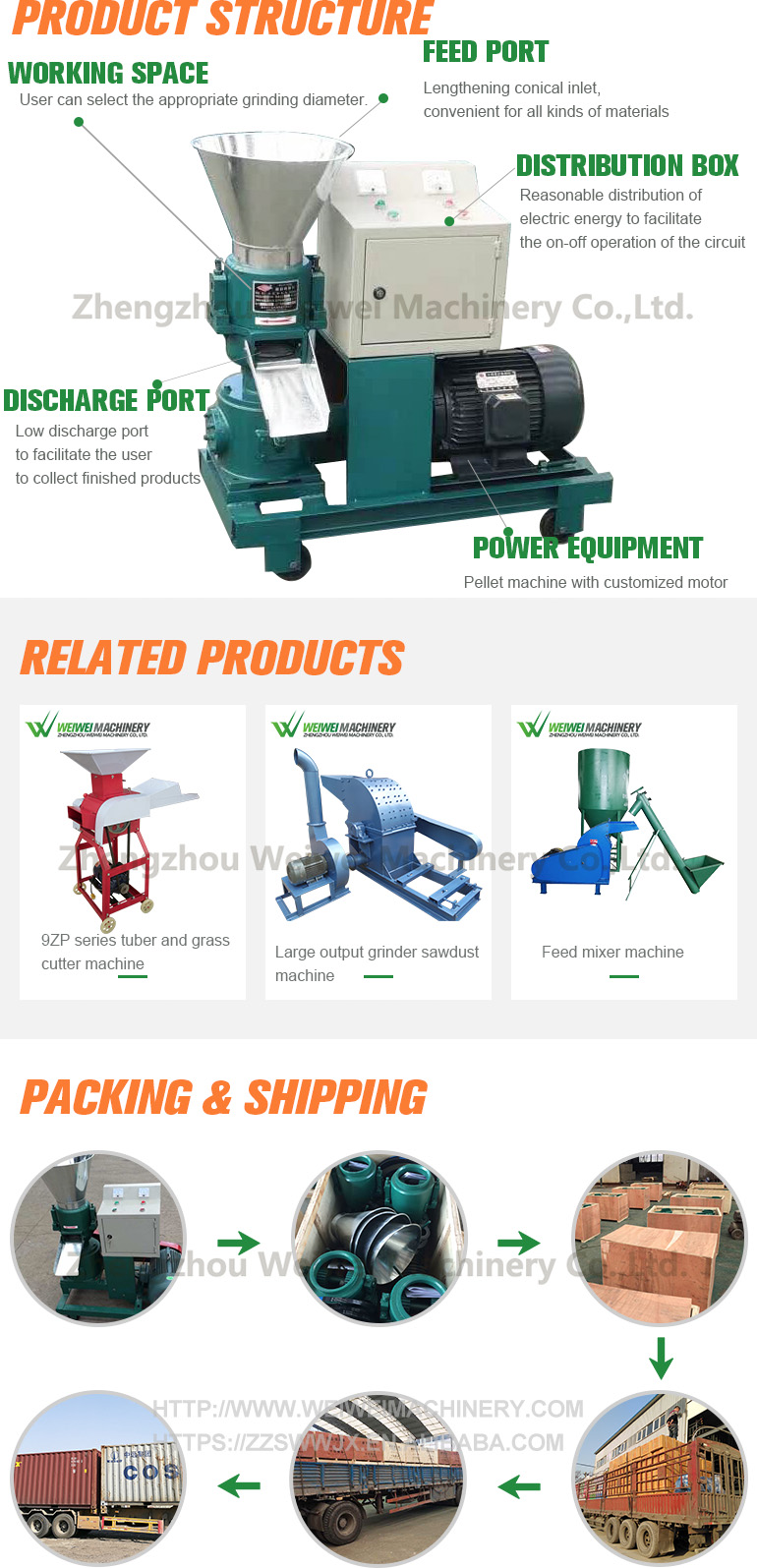 Weiwei cheap price poultry farm equipment animal feed pellet machine