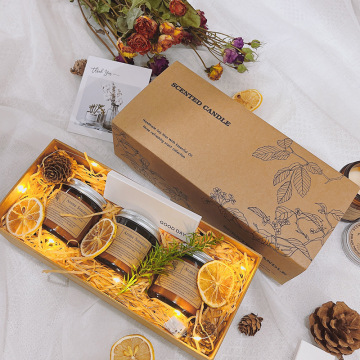 LuxuryPackaging Dried Botanicals Match Flameless Cube Candle Aroma Diffuser Scented Candle Gift Set