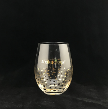 Stemless Tumbler Glass With Gold Decal