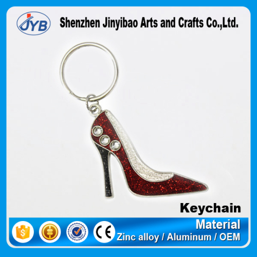wholesale price customized logo fashion high heel keyring diamond shoe keychain