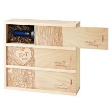 Wood Material Wine Set Gift Box" could be succinctly titled as:
"Wine Set Gift Box with Wood Material