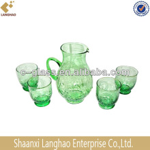 Mouth Blown Green Hot Water Glass Pitcher Sets