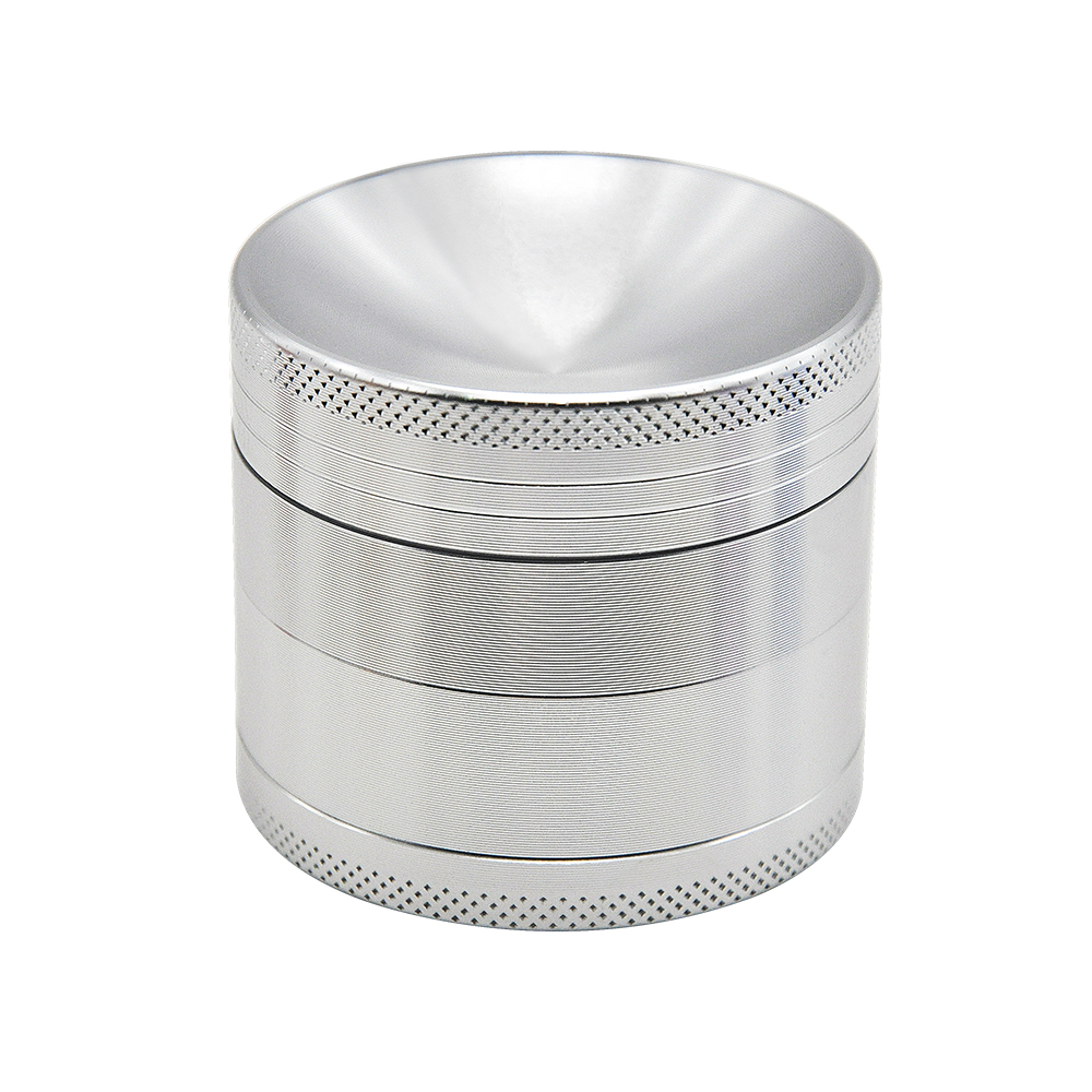 Aluminum Alloy 4 Piece 50mm Herb Grinder Weed Grinder With Curved Diamond Teeth concave top Herb Crusher Custom logo