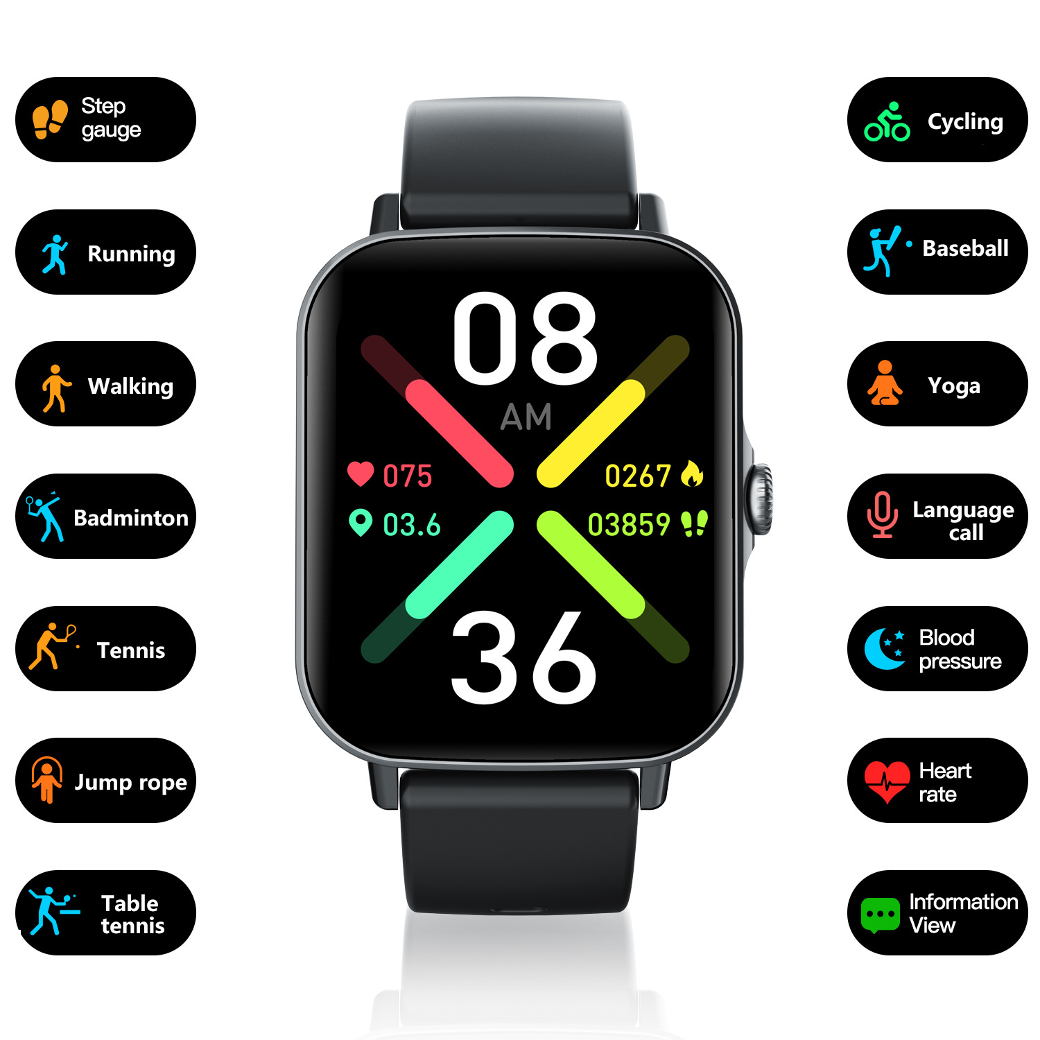 Fashion Smartwatches F107 Heart Rate For Women Men Hombre Tracker Original Modes Manufacturing Quality Training Calling Watches
