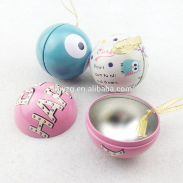 metal tin box factory supplier beautiful ball shaped Christmas gift tin