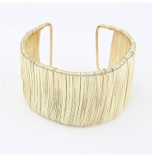 Gold color metal cuff bracelet with braided iron cords wholesale fashion c bangle hot selling