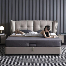 Tufted modern storage leather bed