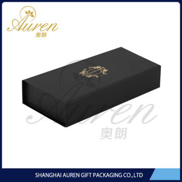 Flat shipping Black Matte Paper Gift Box with UV Printed Logo