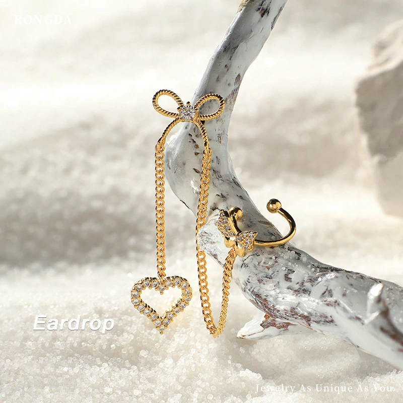 Fashion One Side One Piece Long Heart Dangle Earrings Jewelry