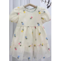 Flower Embroidery Puff Sleeves Baby Girl Dress