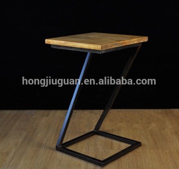antique metal table,wood coffee table, corner table,corner side table,