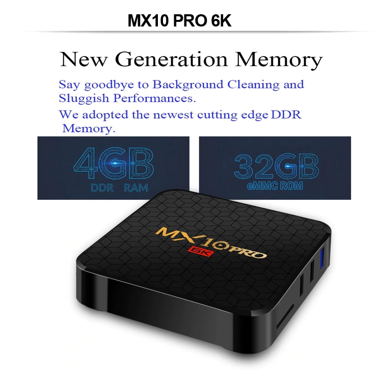 2019 Latest Android 9.0 MX10 PRO 42.4G WIFI GB RAM  64GB ROM Allwinner H6 Quad Core 6K Tv Box Smart