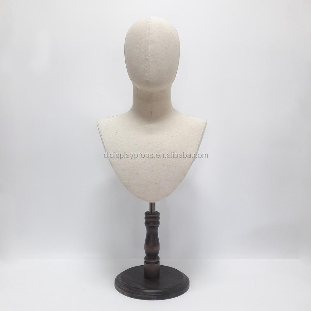 DL773 Fashion head mannequin for male,fabric neck mannequin with egg head for Hats display