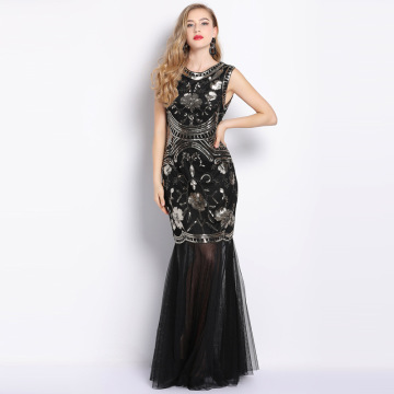 Luxury Women Sleeveless Beading Sequinned Dress