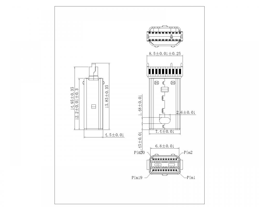 Mini -Anzeige -Port -Stecker (mit 3 Sticking Point)