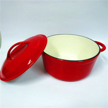 Red Enameled Cast Iron Sauce Pot
