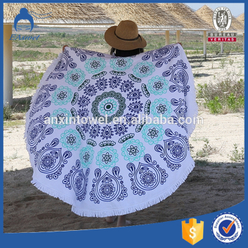 Bulk 100% cotton Reactive printed round beach towels with tassels