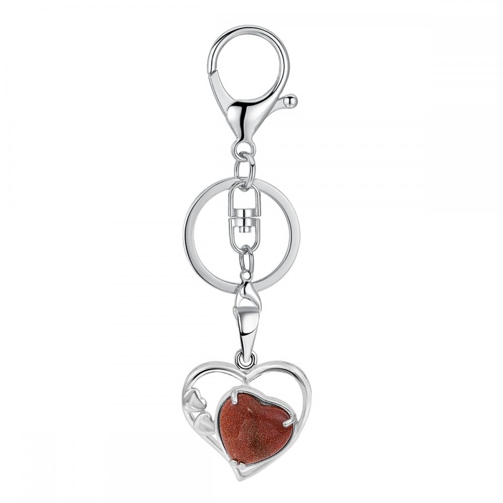 Heart Natural Gemstone Heart Birthstone Pendse Keychain