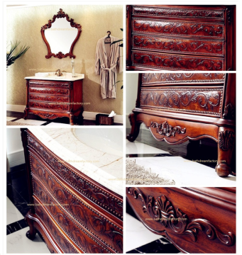 High-end Luxury Oak Solid Wood Bathroom Vanity Cabinets