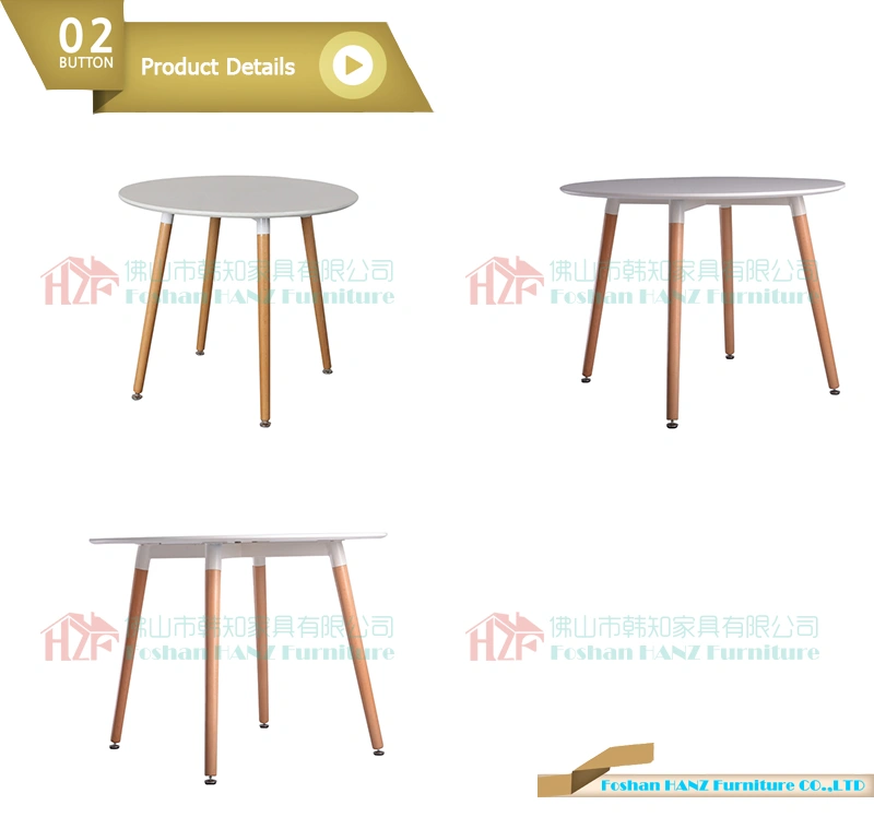 MDF White Simple Table with Wooden Leg