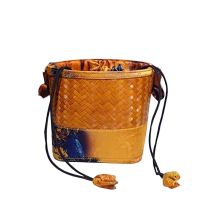 Satin Printed Bamboo Bag for Work Settings - Handmade Bamboo Crafts