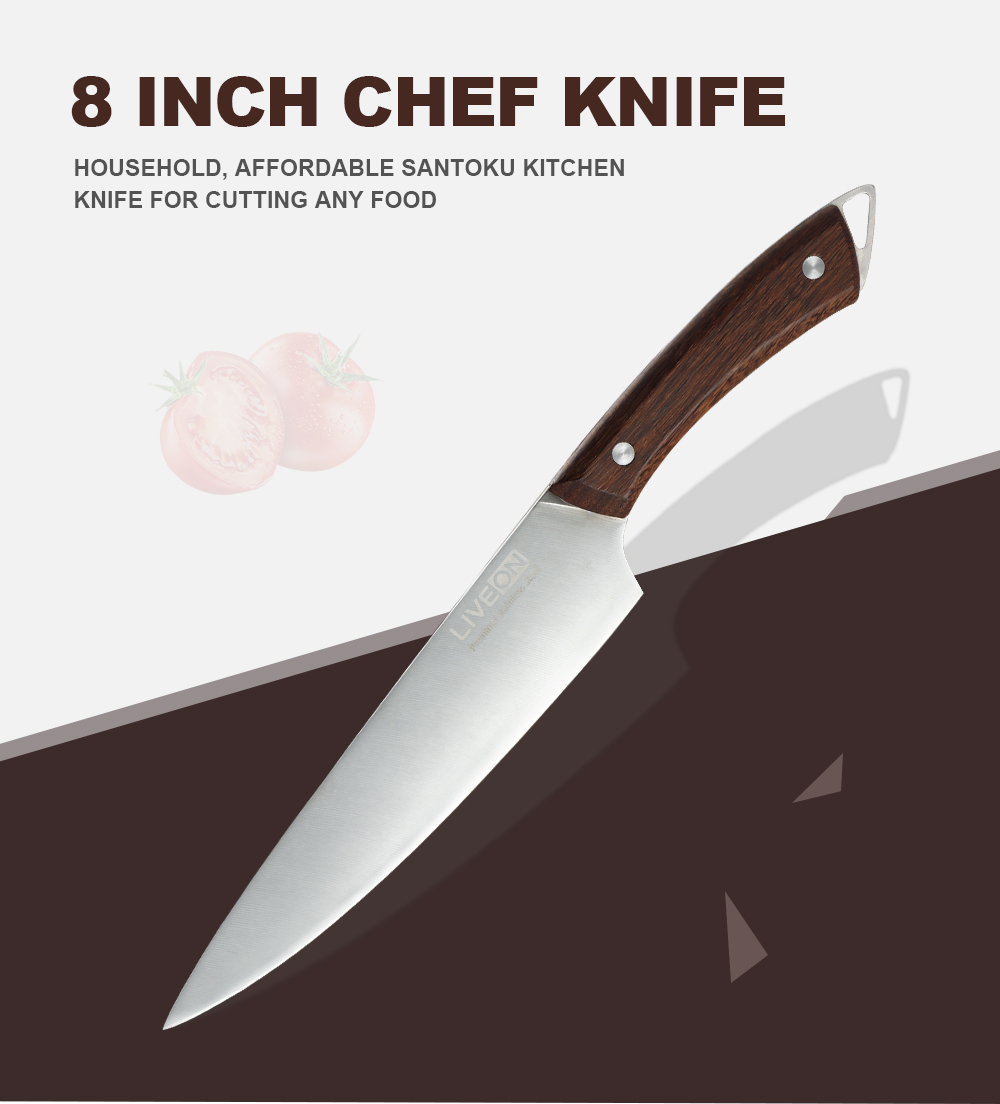 8 INCH CHEF KNIFE with WOOD HANDLE