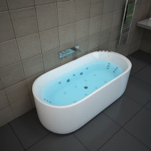 Modern White Acrylic Freestanding Whirlpool Spa Bath with Water Jet Massage for Two - Hotel Use