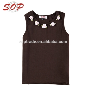 new model high quality Pure cotton round collar baby girls tank top