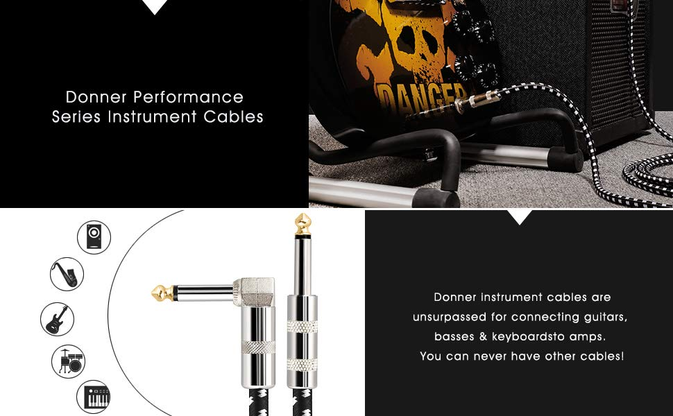 High quality 1/4"  6.35 mm  Instrument  electric guitar cable  Straight to Right Angle   for Bass Keyboard Mixer