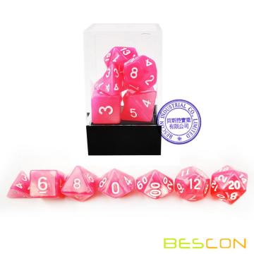 Bescon Moonstone Würfel Set Peachy, Bescon Polyhedral RPG Würfel Set Moonstone Effect