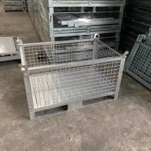 Galvanized Folding Wire Mesh Basket for Industrial Transport and Heavy Duty Storage with Forklift
