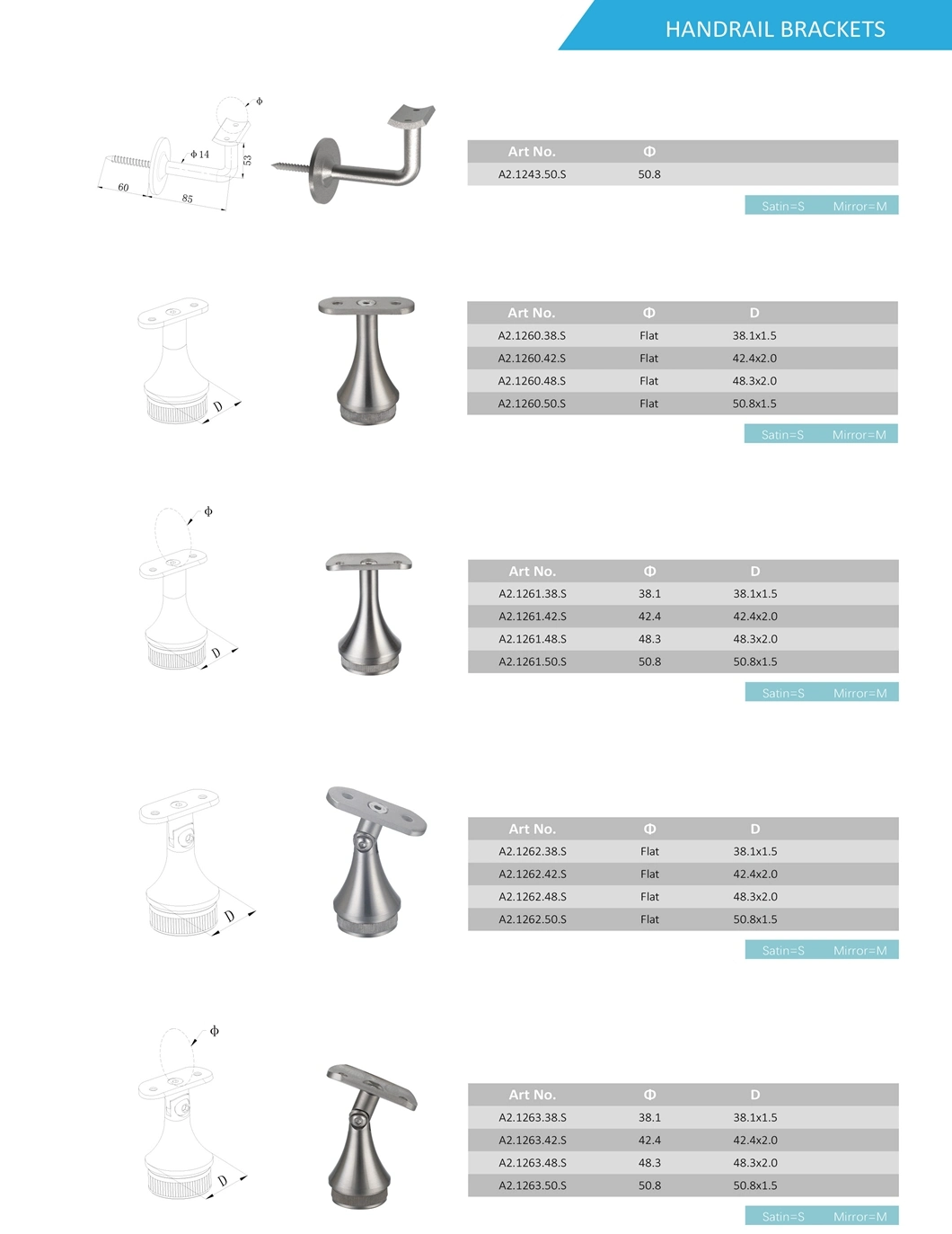 Balcony Banister Zinc Alloy Handrail Glass Railing Stainless Steel Handrail Fittings