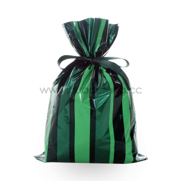 Fashion Green Stripe Pattern Christmas Plastic Gift Bags
