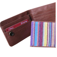 Frauen Woven Leder Brieftasche und Geldbörse Badge Holder