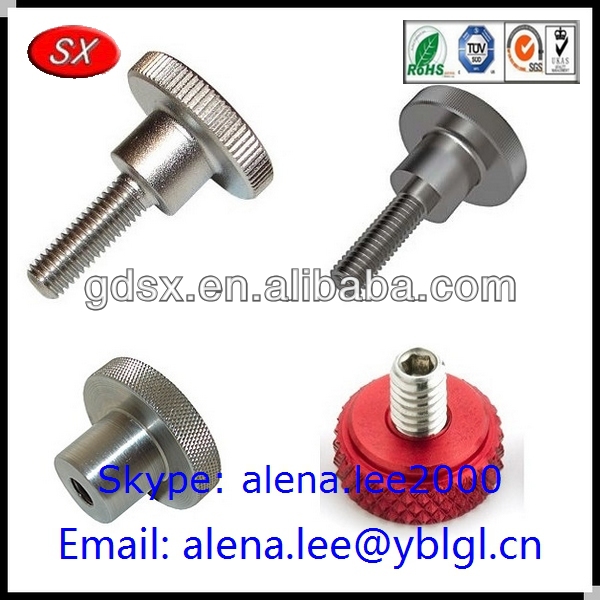 Dongguan factory knurled aluminum thumb screw/m6&m3&m2.5 aluminum screw with washer