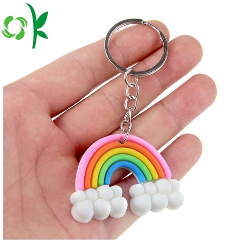 พวงกุญแจทำจากซิลิโคนน่ารัก Rainbow Shape Custom keyring