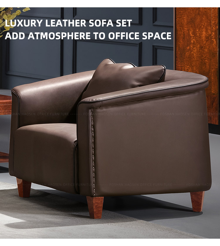 classical office Home furniture Genuine Leather sofa 1+1+3 seater sectional Sofas supplier