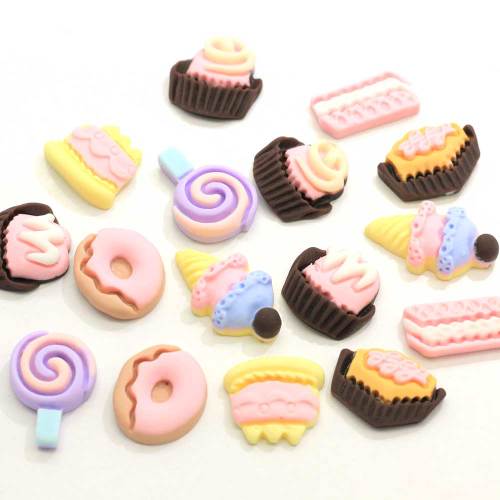 Assorted Miniature Kawaii Dessert Decor Cabochons Flatback Flat Back Cute Cake Charms Embellishment Hair Decor Supplier