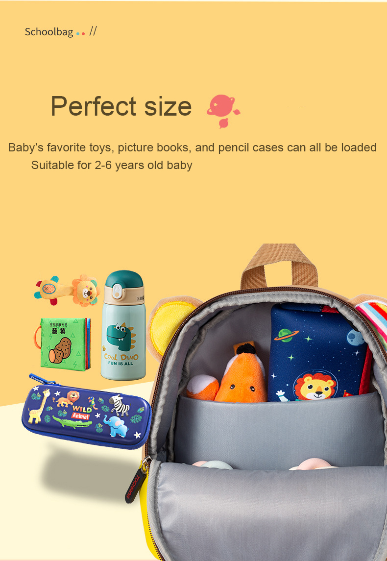 2022 Aangepast Logo Travel Trendy Neopreen Waterdichte cartoon schattige dieren rugzak peutertas baby kleuterschool kinderen schooltassen