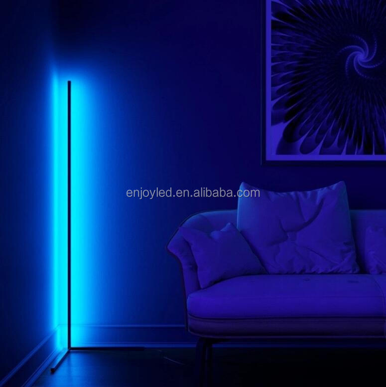 Modern RGB LED Corner Floor Lamp Indoor Decoration Simple Lamp Bedroom Living Room Colorful Minimalist Standing Lamp Lighting