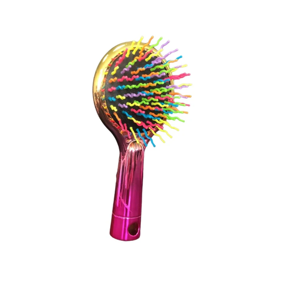 Rainbow Volume Anti-Static Magic Detangler Hair Curl Straight Massage Paddle Brush Comb Hair Care Styling Tools with Mirror