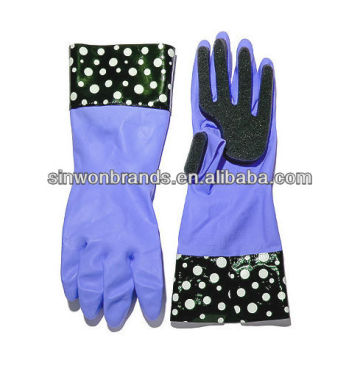 long Silicone rubber latex Dish Wash Gloves with sponge