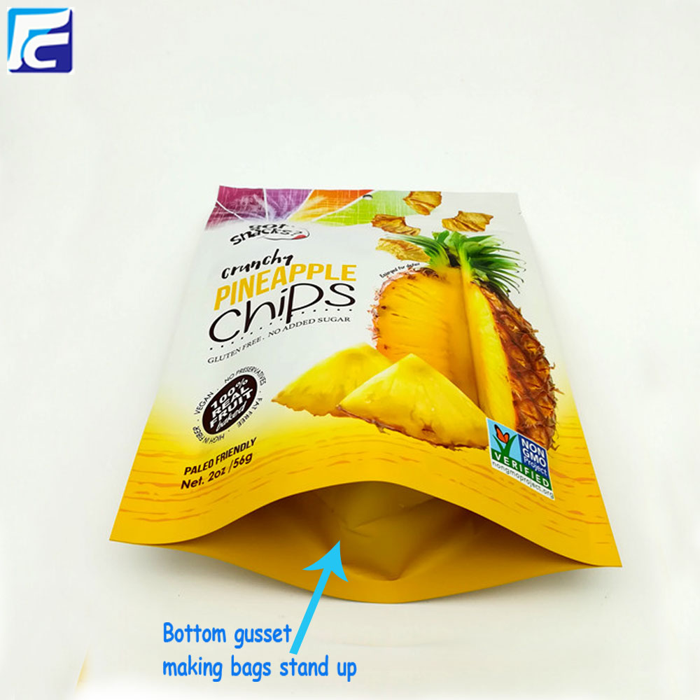 Aluminum ziplock plastic potato chips stand up pouch