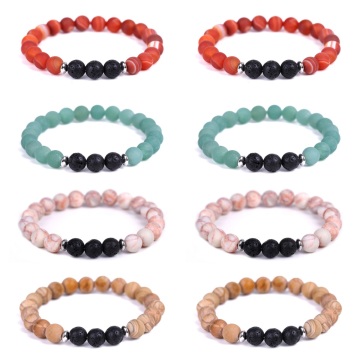 Gemstone 8MM Matte Beads (3PCS Lava Stone) Stretch Beads