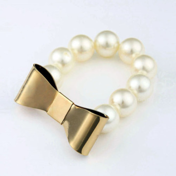 Fashion jewelry 2013 with bead 18k bowknot solid gold bracelet